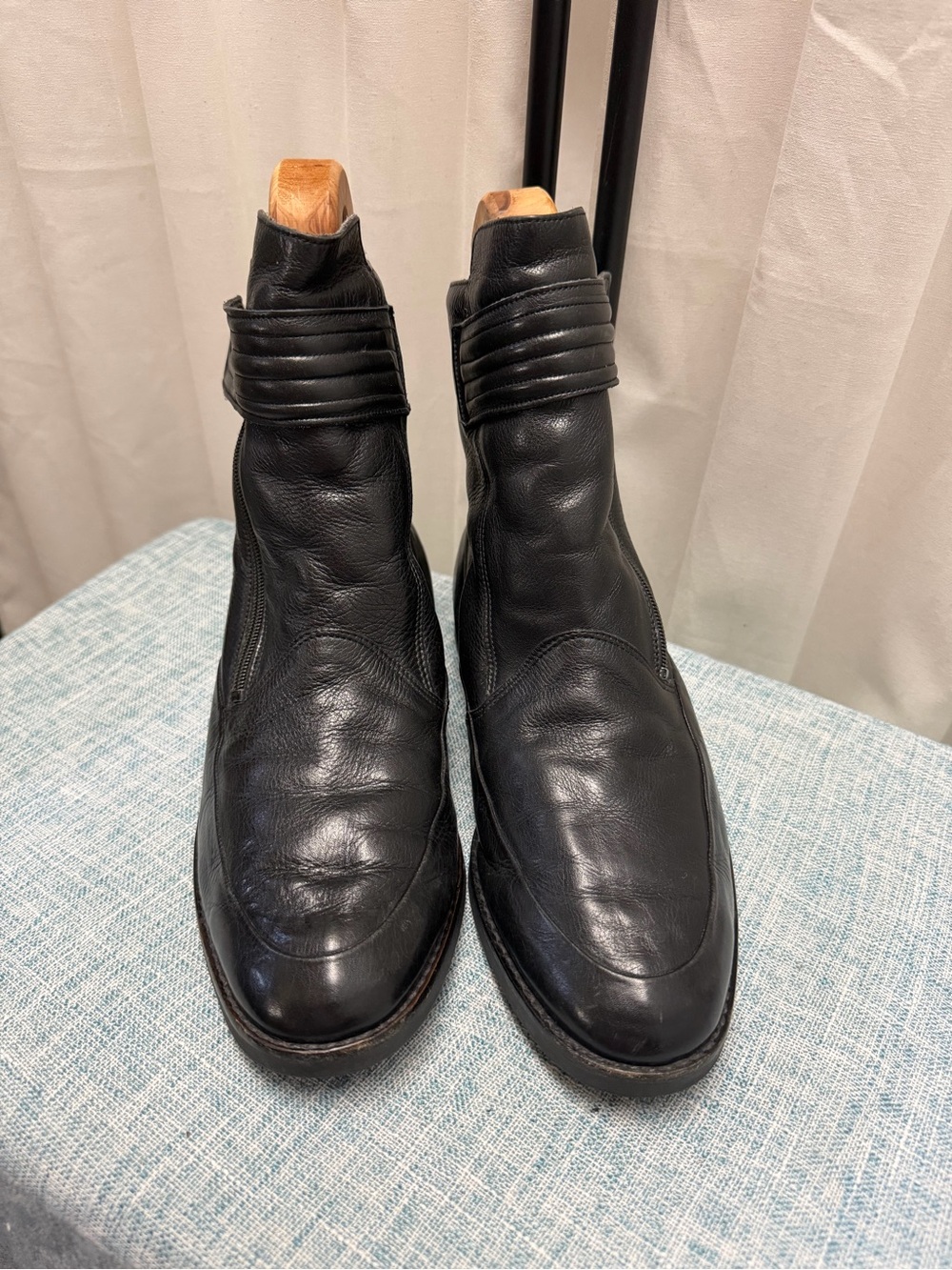 Vintage Bally Suisse Black Leather Shearling Ankle Boots Switzerland 6.5 E/ US 9